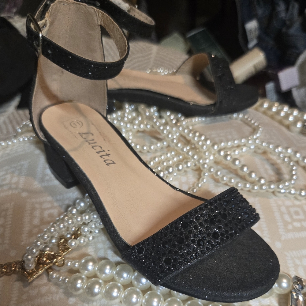 Sparkly Black Dress Shoes with Flat Sole